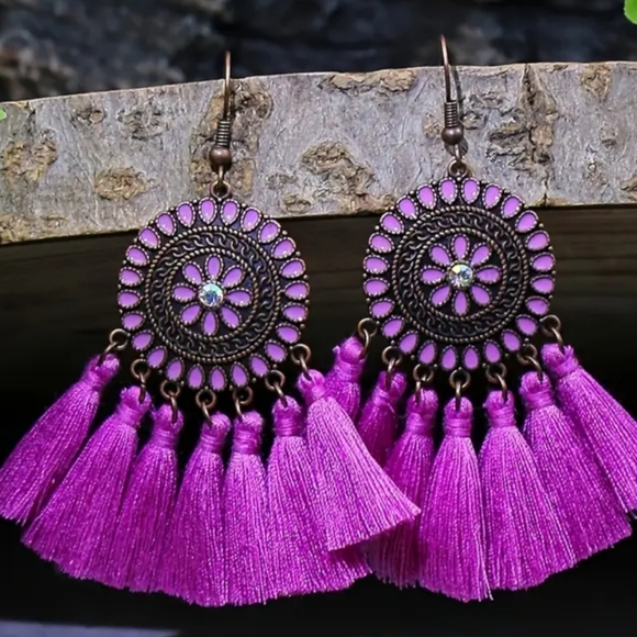 2/$40 Y2KNEW Western Tribal Preppy Clueless Boho Tassel Dangling Earrings(#0123) - Picture 5 of 7